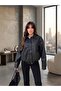 Pb Oversize Soft Fabric Black Women's Leather Jacket - 5