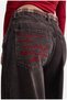 Women's 4W6-156 Wide Leg Special Design Denim Jeans with Embroidery and Tie Detail - 2