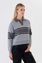Women's Striped Polo Collar Knit Sweater - 5