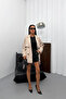 Women's Belt Detailed Short Trench Coat Stone Color - 4