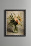 Flower Bouquet in Glass Vase - Vintage Patterned Tabletop - Fine Model