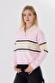 Women's Striped Polo Collar Knit Sweater - 4