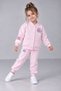 Pilot Collar Girls' Printed College Cardigan with Snap Pockets on the Front/Printed Ribbed Tracksuit 3-Piece Set