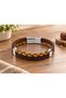 Darvello Saffronstrand Brown Leather Men's Bracelet - Mustard Braided Wide Band - 2