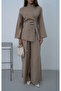 Tied Asymmetrical Zippered Trousers Suit Mink - 5