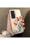 Samsung Galaxy S24 Compatible Silicone Edge Hard Back Case Tulip Patterned Couple Phone Case - 3
