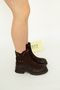 1424 Eren Shoes&Bag Genuine Leather Nubuck Pin Detailed Elastic Casual Comfortable Thick Heeled Zippered Women's Boots Real Leather Nubuck Brown - 8