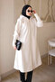 Cream Hooded Angora Cashmere Coat - 4