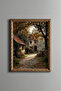 Stone Houses and Village Road in Autumn - Vintage Patterned Painting - Fine Model