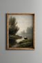 Cow on the Misty Lake Shore - Vintage Patterned Painting - Fine Model