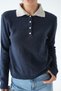 Women's Polo Collar Colorful Buttoned Wool Sweater - 4