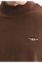 Men's Stand Collar Long Sleeve Brown T-Shirt - 3