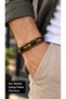 Morvello Forestbead Green Black Leather Men's Bracelet - Beaded Orange Weave Detail