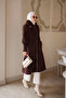 Brown Hooded Angora Cashmere Coat - 2
