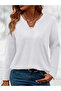 Women's 2-Piece Cotton Lycra Long Sleeve V-Neck T-Shirt Set - 3