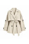 Women's Belt Detailed Short Trench Coat Stone Color