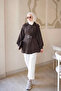 Brown Waist Drawstring Belt Detailed Zippered Jacket - 3