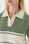 Women's Striped Polo Collar Knit Sweater - 6