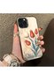 iPhone 13 Pro Compatible Silicone Edge Hard Back Case Tulip Pattern Loving Couple Phone Case - 3