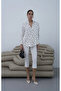 V-Neck Polka Dot Shirt Ecru - 5