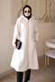 Cream Hooded Angora Cashmere Coat - 2