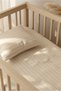 Cotton Ranforce Elastic Sheet Set - Light Brown Striped Patterned Park Bedding 70X120 35X45 - 2