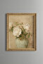 White Roses in Mint Green Vase - Vintage Patterned Painting - Fine Model