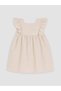 Peak New Season Beige Velvet Dress with Ruffle Details for Baby Girls. - 3