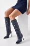 Kelasy Women's Accessory Boots - Navy Blue Lizard - 2