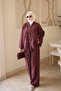 Burgundy Lace Detailed Tunic and Trousers Set - 2