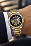 PATROL Men’s Automatic Skeleton Wristwatch – Two-Tone Silver & Gold Stainless Steel Bracelet, Black Open-Work Dial, Exhibition Caseback & 3ATM Water Resistance - 2