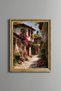 Stone Street Decorated with Flowers - Vintage Patterned Painting - Fine Model