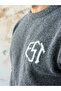 Soft Textured Oversize Knitwear with Est Lettering - 3