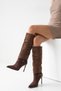 Kelasy Women's Accessory Boots - Brown Suede Crocodile - 2