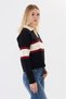 Women's Striped Polo Collar Knit Sweater - 6