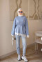 Baby Blue Tunic with Lace Sleeves and Skirt - 2