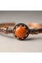 Natural Stone Copper Bracelet 18 cm Adjustable Handmade Handcuff Bracelet - 5