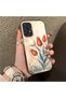 Samsung Galaxy A72 Compatible Silicone Edge Hard Back Case Tulip Pattern Loving Couple Phone Case - 3