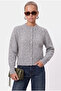 Women's Warm Soft Textured Basic Gray Knitwear Cardigan