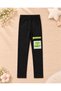 Girl's Printed Black Tights Set of 4 - 4