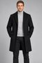 Men's Black Slim Fit Cashmere Coat Classic Collar Buttoned Long Cut Winter Coat - Coat - 2