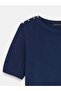 10878 Basic Crew Neck Buttoned Sweater-Navy Blue - 7