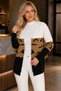 Women's V-Neck T-Sleeve Long Sleeve Open Front Leopard Detailed Color Block Stylish Soft Casual White Coffee Black Knitwear Cardigan - 5