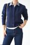 Women's Collared Fabric Detailed Buttoned Knitwear Cardigan