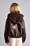 Faux Leather Hooded Coat Girls (26 Au) - 5