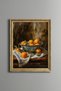 Oranges in Blue Porcelain Bowl - Vintage Patterned Painting - Fine Model