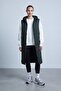 Hooded Long Inflatable Vest Khaki 15275
