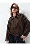 Women's Suede Jacket Bitter Brown Oversize Bomber Jacket with Epaulettes New Season - 2
