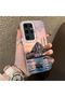 Samsung Galaxy S24 Ultra Compatible Silicone Edge Hard Back Case Istanbul Patterned Couple Phone Case - 3