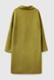 Women's Khaki Green Wool and Viscose Blend Double-Breasted Coat with Pocket Detail - 4